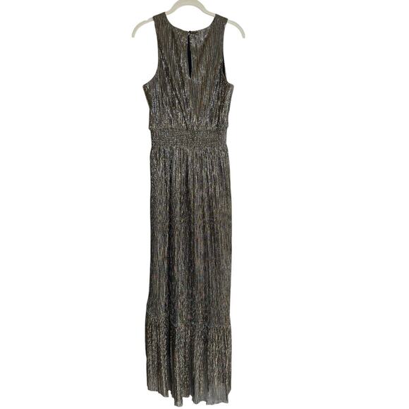 Banana Republic Metallic High-Low Dress Size 6 Gold Mix New - Picture 5 of 11